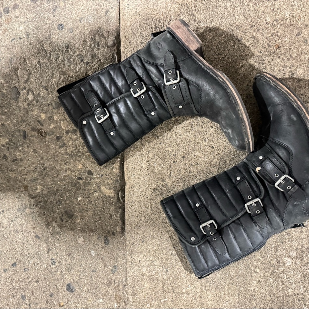 Black Buckle Strap Boots